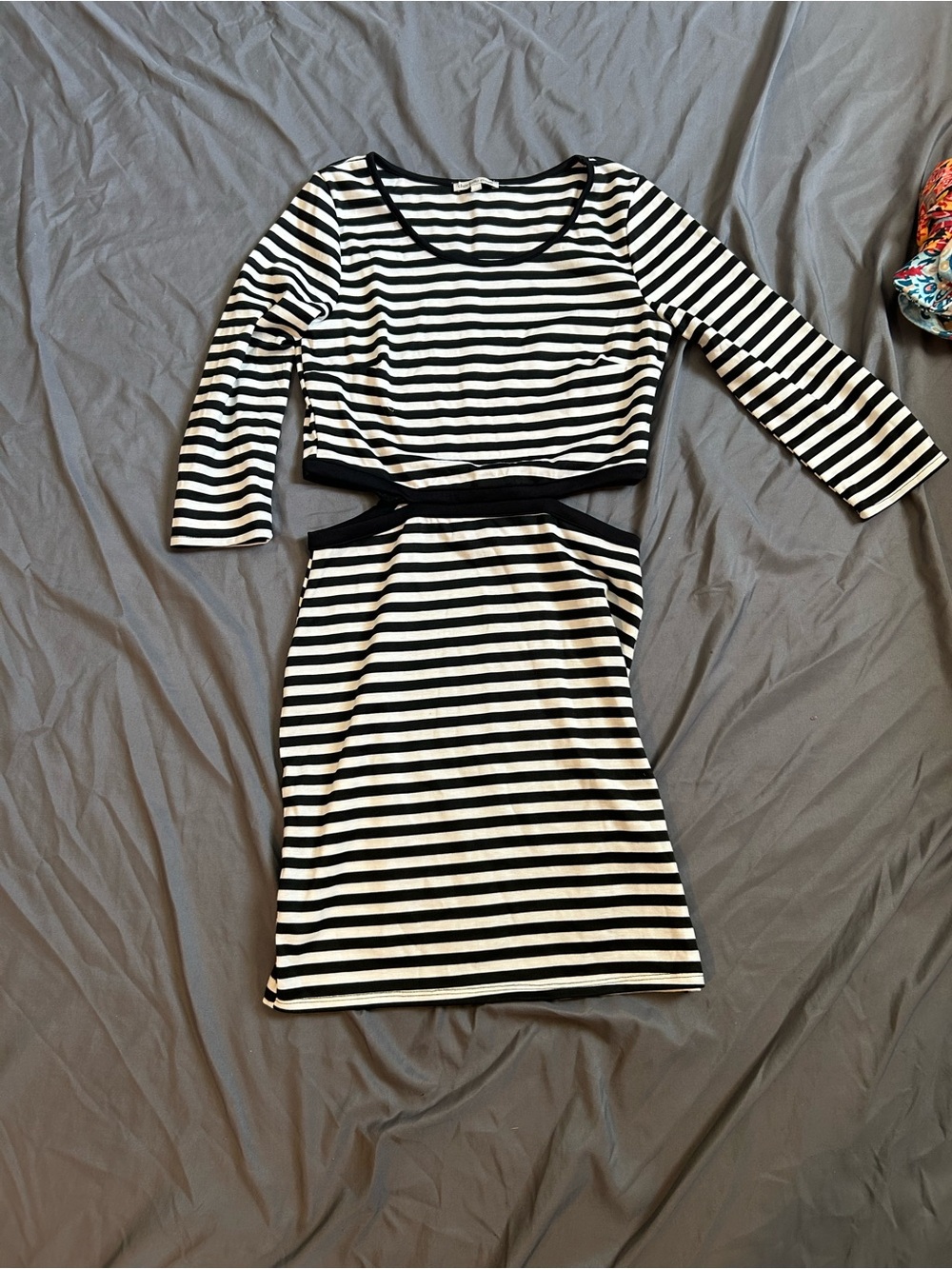 Charlotte Russe Black & White Striped Cutout Midi Dress
